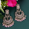 Pear and Chandelier Shape Mother of Pearl Pink Uncut Kundan Stone Antique Gold Plated Earring