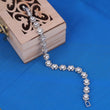 Saloni Fashion Jewellery Modish Round shape Studded CZ Silver Plated Free Size Charm Bracelet For Women