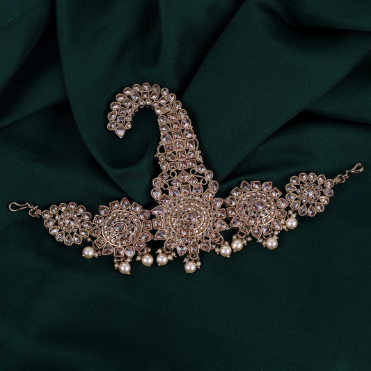 Saloni Fashion Jewellery Traditional Gorgeous Round and Oval Shape Gold Plated Pagdi Wedding Safa kalgi For Groom