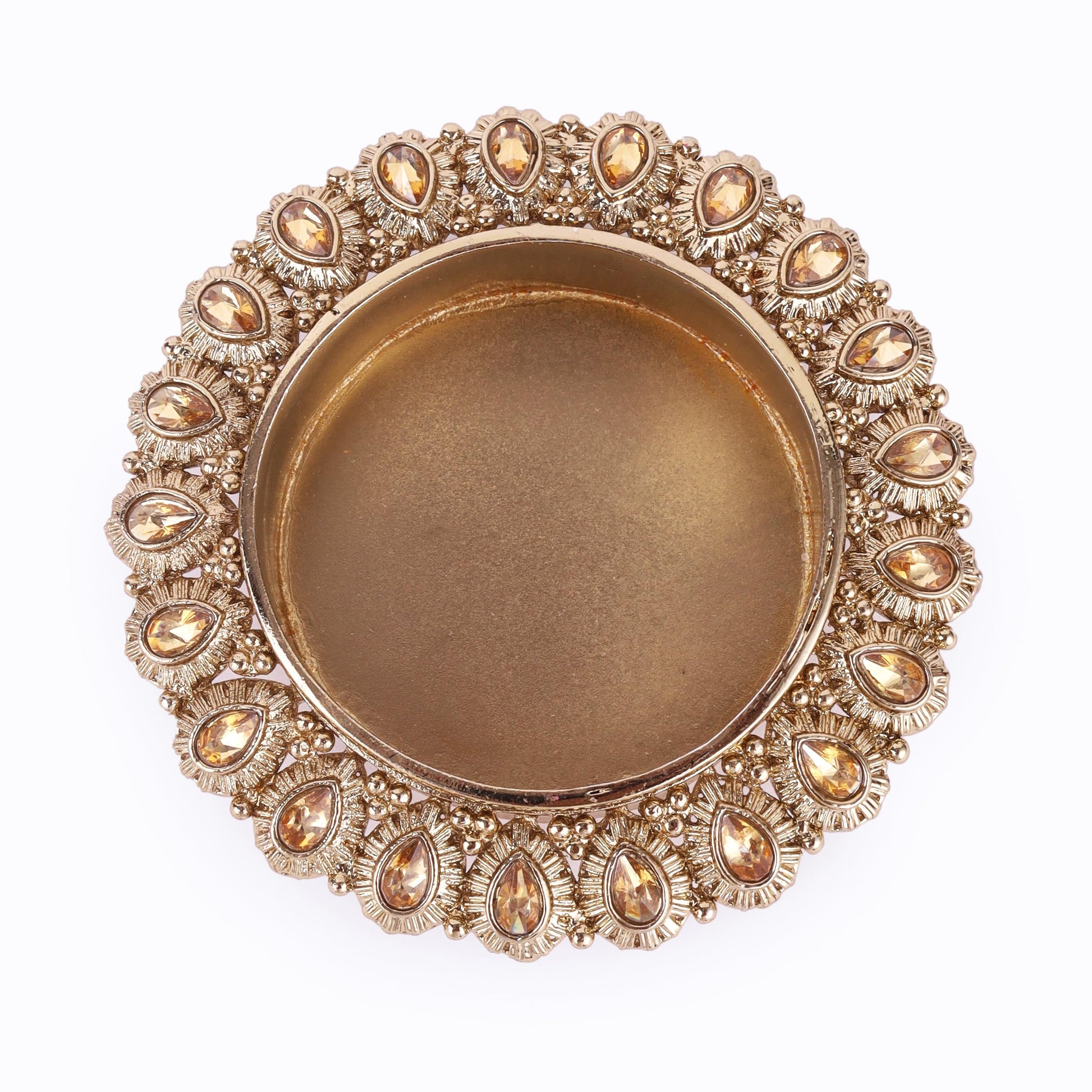 Saloni Fashion Jewellery Traditional Beautiful Round and Oval Shape Brass Gold Plated Festival Decorative Deep / Diya