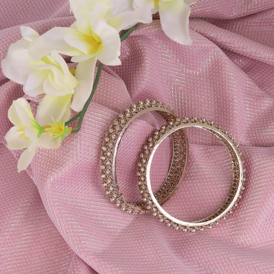Saloni Fashion Jewellery Modern Rectangle Crystal Antique Gold Plated Set Of 2 Bangles For Women