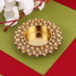 Saloni Fashion Jewellery Traditional Dazzling Oval and Round Shape Brass Gold Plated Brown Stone Festival Decorative Deep / Diya - view 5
