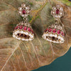 Oval Shape Pink Uncut Kundan Stone Antique Gold Plated Jhumki Earring