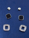 Modish Circle Shape CZ Brass Silver Plated Set of 3 Combo Stud Earring