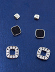Saloni Fashion Jewellery Modish Circle Shape CZ Brass Silver Plated Set of 3 Combo Stud Earring For Women and Girls