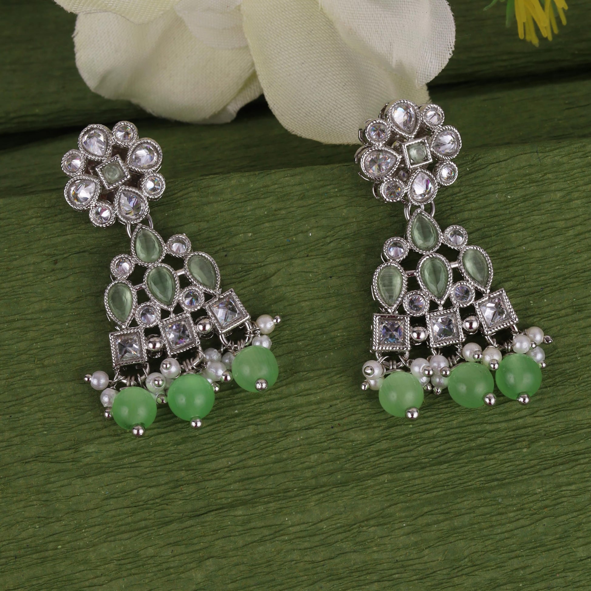Saloni Fashion Jewellery Lovely Round and Leaf Shape Silver Plated Dangle Earring For Women and Girls