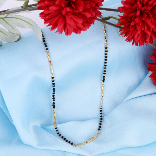 Saloni Fashion Jewellery Traditional Stylish Twinkling Unique Gold Plated Combo Set of 2 Black Beaded Adjustable Chain Mangalsutra For Women