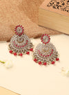 Chandelier and Circle Shape Red Kundan Stone Antique Gold Plated Chandelier Earring