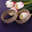 Saloni Fashion Jewellery Traditional Dazzling Round and Rectangle Gold Plated Brown Stone Set of 2 Bangles For Women