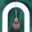 Saloni Fashion Jewellery Traditional Oval and Chandelier Shape Silver Gold Plated Maang Tikka For Women