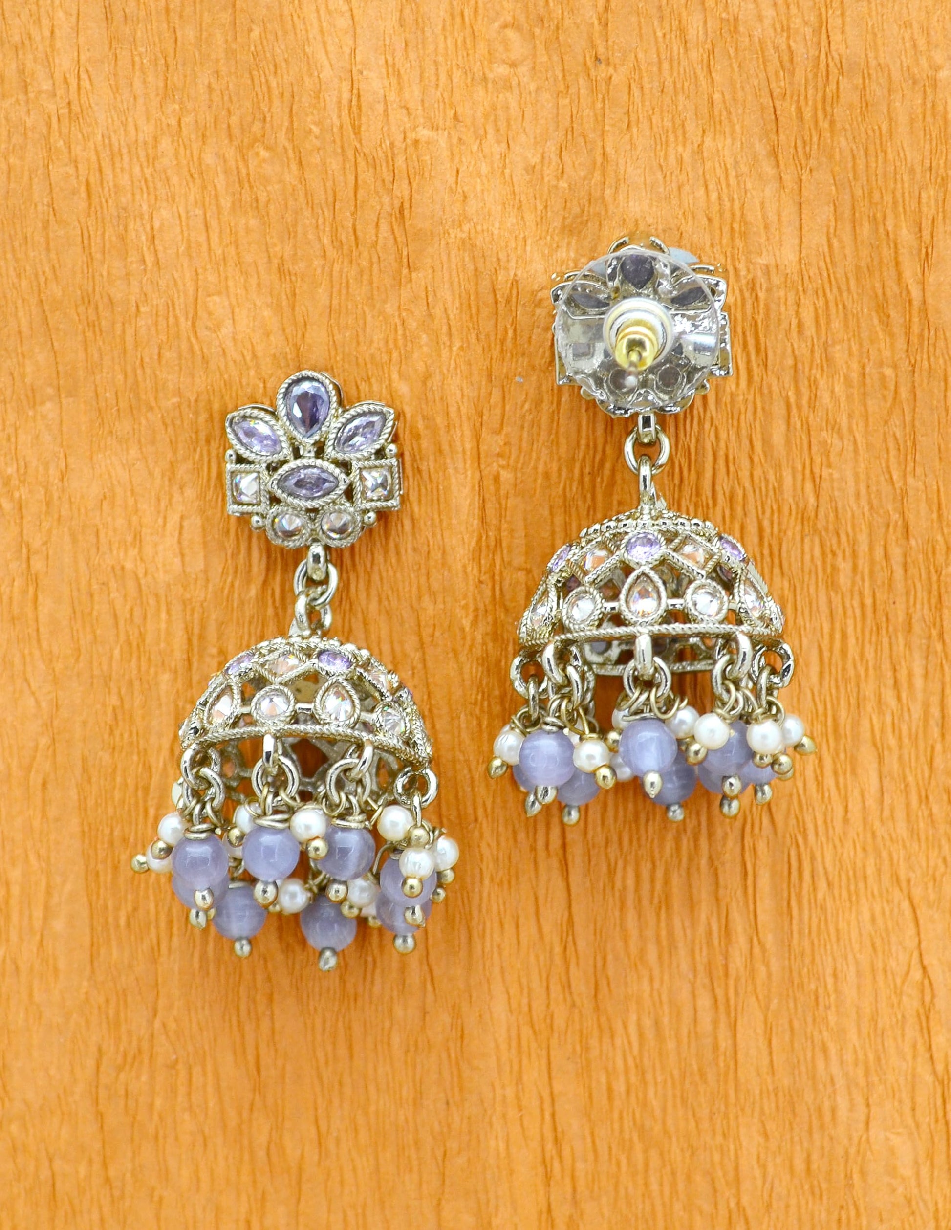 Saloni Fashion Jewellery Ethnic Flower Design Pearl Kundan Antique Gold Plated Jhumki Earring For Women and Girls