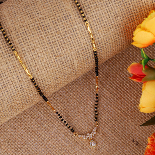 Saloni Fashion Jewellery Traditional Admirable Butterfly and Heart Shape Gold Plated Combo Set of 2 Black Beaded Adjustable Chain Mangalsutra For Women