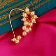 Saloni Fashion Jewellery Traditional Designer Oval Shape Gold Plated Combo Set of 2 Maharashtrian Nosepin / Nath Without Piercing For Women and Girls