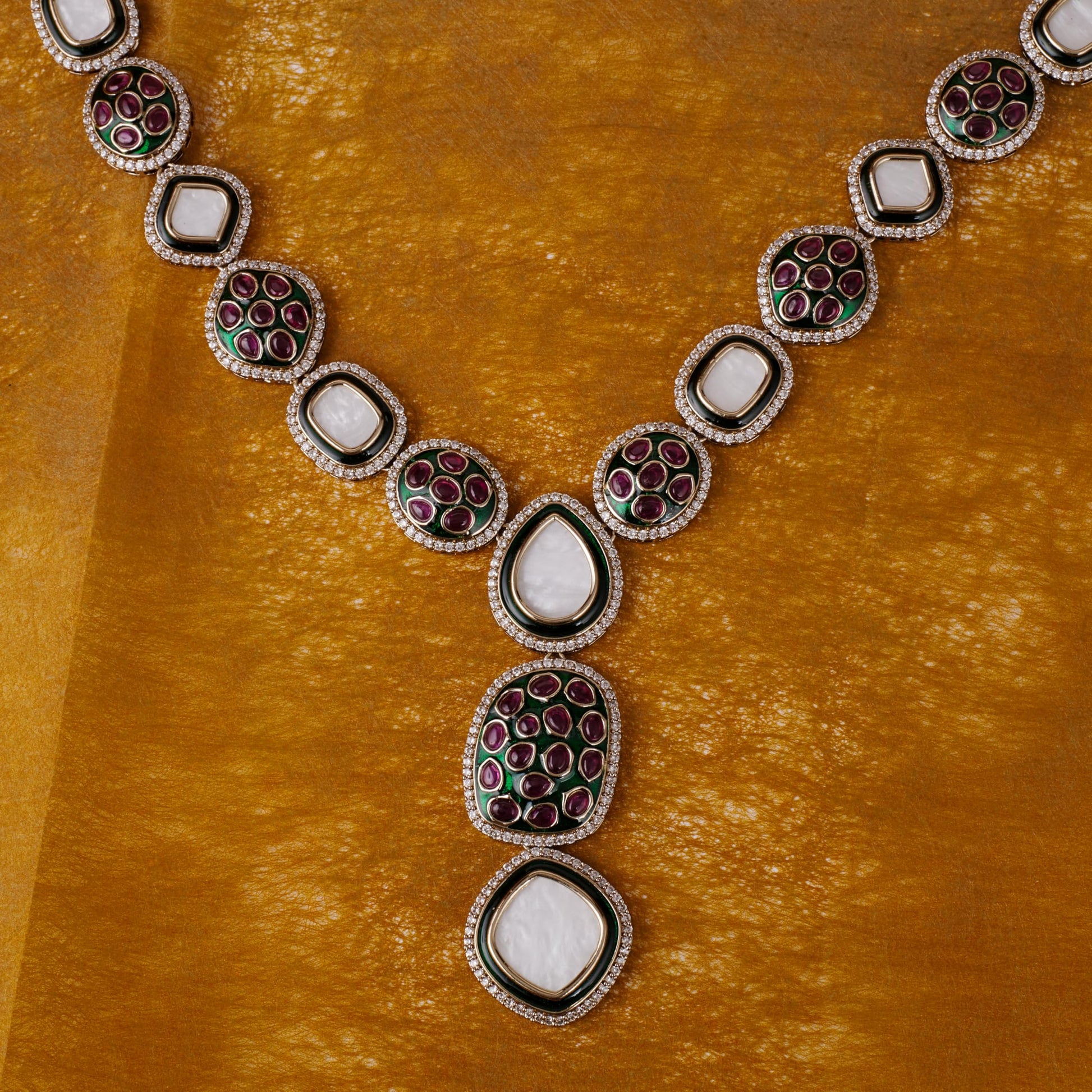 Saloni Fashion Jewellery Flowing Oval and Round Shape Uncut Kundan Stone Gold Plated Brass Choker Necklace Set For Women and Girls