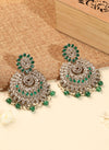 Chandelier and Circle Shape Green Kundan Stone Antique Gold Plated Chandelier Earring