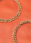 Saloni Fashion Jewellery Stylish Oval Shape Pearl Brown Kundan Stone Antique Gold Plated Anklet(Payel) For Women and Girls - view 5