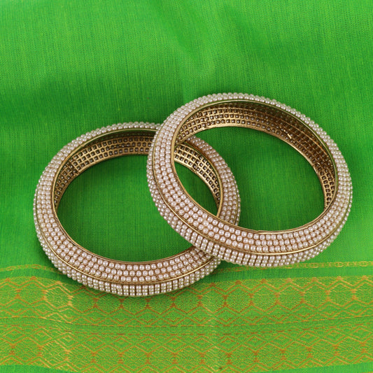 Saloni Fashion Jewellery Stylish Modish Gold Plated Pearl Set of 2 Bangles For Women