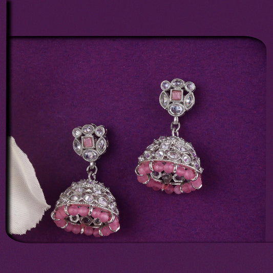 Saloni Fashion Jewellery Beautiful Round Shape Silver Plated Jhumki Earring For Women and Girls