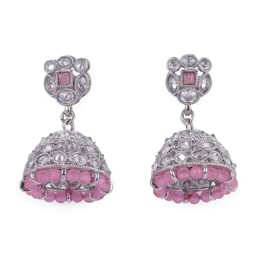 Saloni Fashion Jewellery Beautiful Round Shape Silver Plated Jhumki Earring For Women and Girls