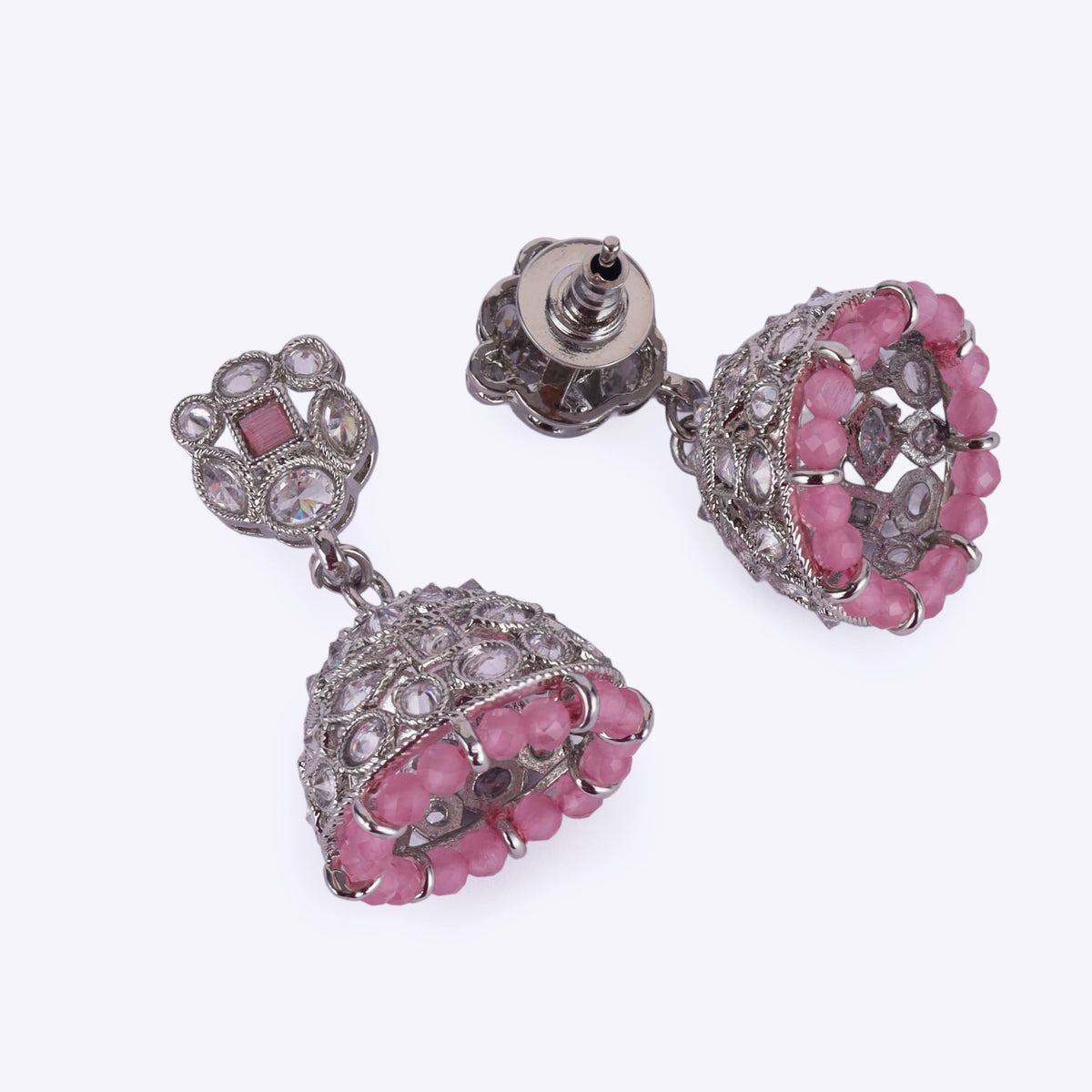 Saloni Fashion Jewellery Beautiful Round Shape Silver Plated Jhumki Earring For Women and Girls - view 5