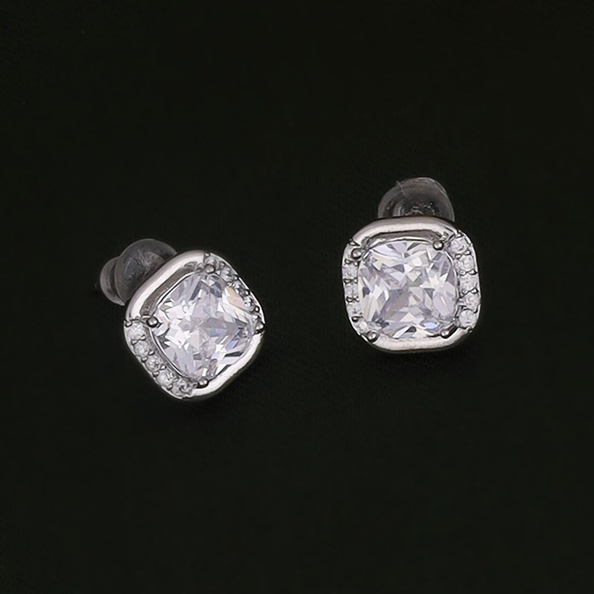 Saloni Fashion Jewellery Center Studded CZ Silver and Gold Plated Combo Set of 2 Stud Earring For Women