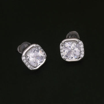 Saloni Fashion Jewellery Center Studded CZ Silver and Gold Plated Combo Set of 2 Stud Earring For Women