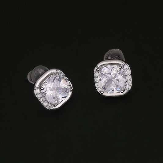 Saloni Fashion Jewellery Center Studded CZ Silver and Gold Plated Combo Set of 2 Stud Earring For Women