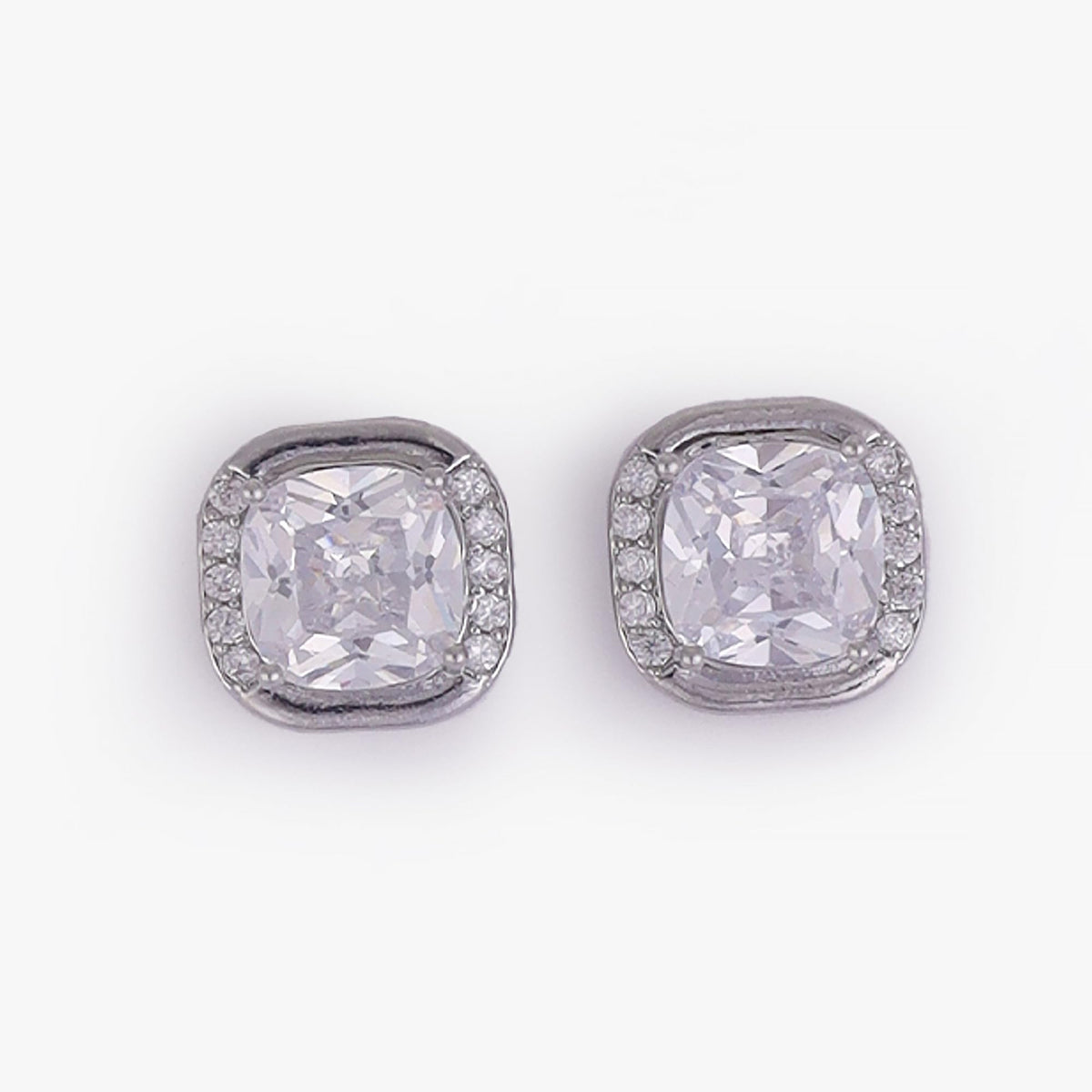 Saloni Fashion Jewellery Center Studded CZ Silver and Gold Plated Combo Set of 2 Stud Earring For Women - view 4