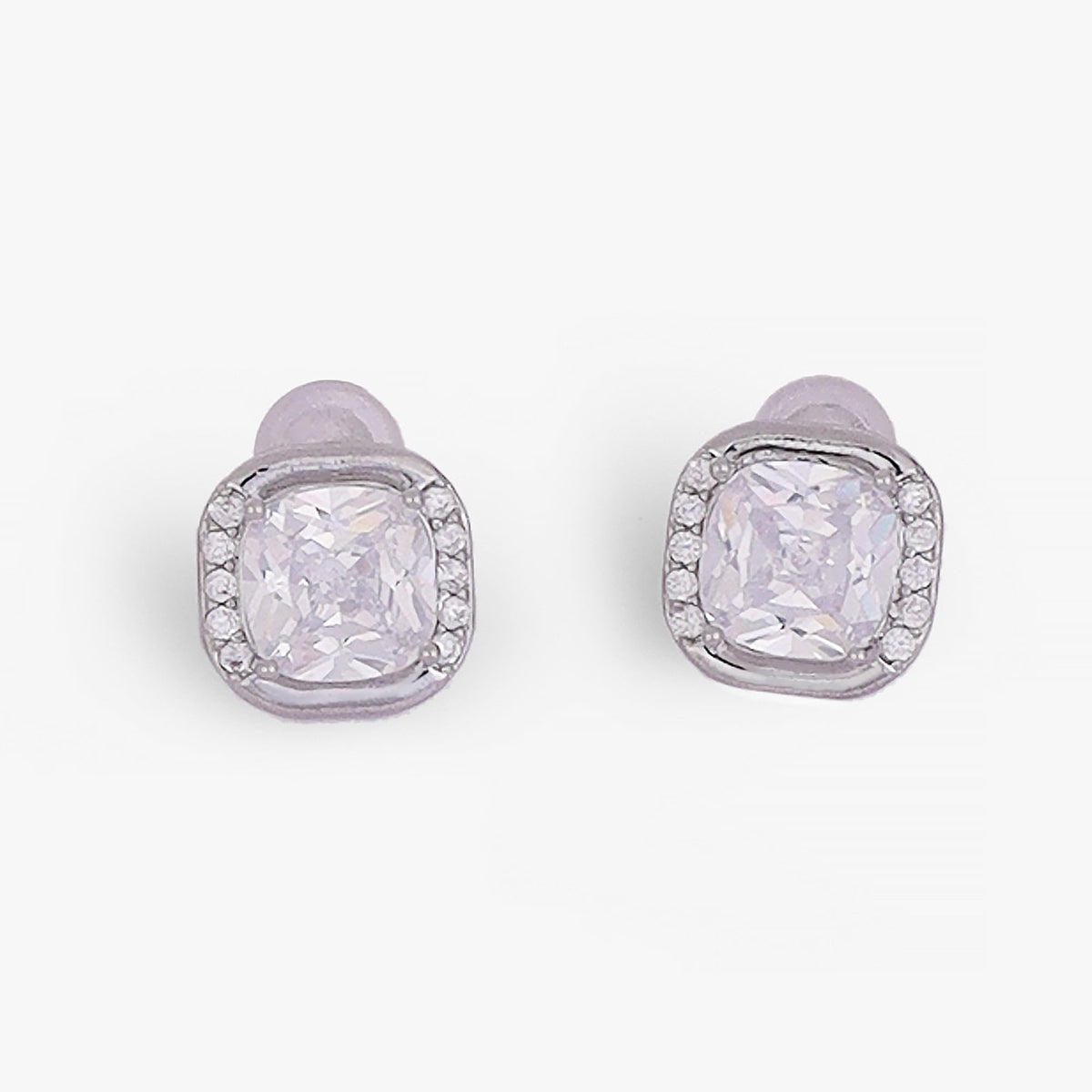 Saloni Fashion Jewellery Center Studded CZ Silver Plated Stud Earring For Women - view 4
