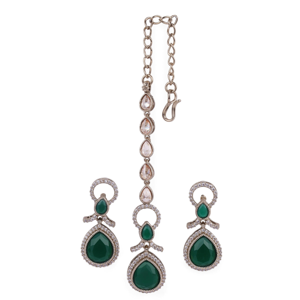 Saloni Fashion Jewellery Charming Round and Oval Shape Gold Plated Dangle Earring With Maangtikka For Women and Girls