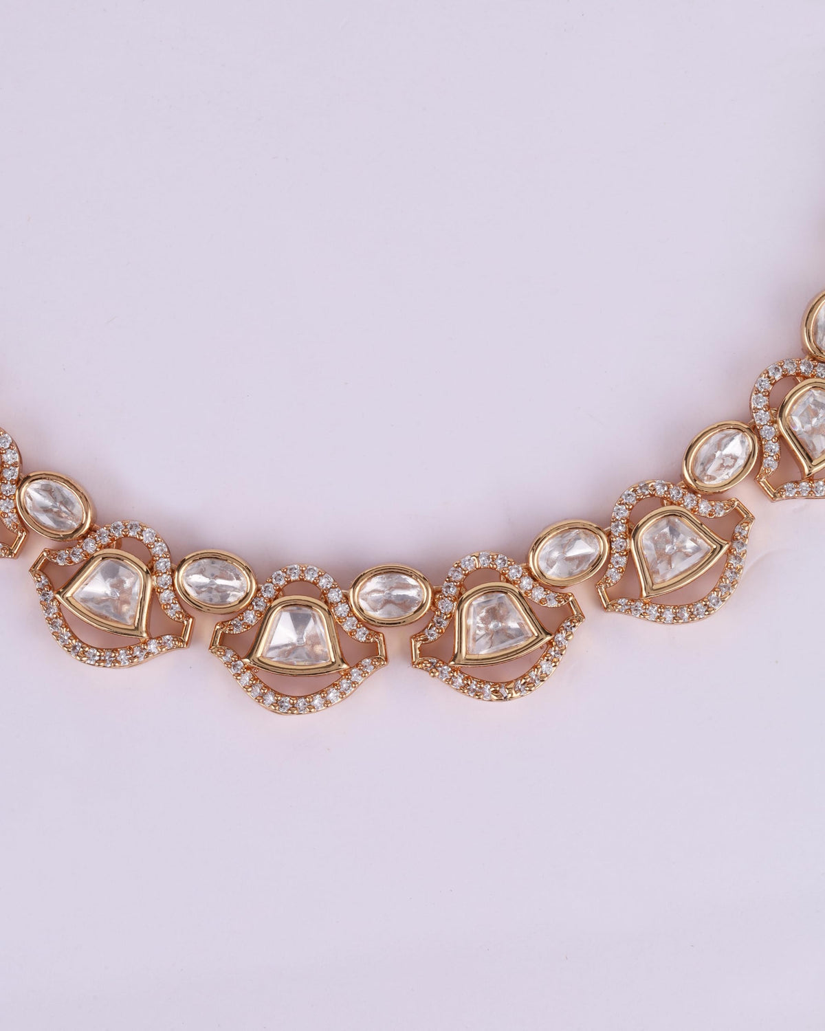 Saloni Fashion Jewellery Circle and Triangle Shape Uncut Kundan Stone Antique Gold Plated Brass Choker Necklace Set with Maang Tikka For Women and Girls
