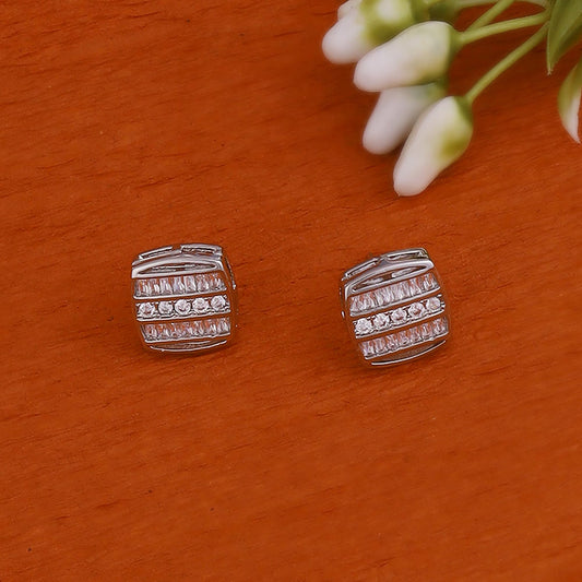 Saloni Fashion Jewellery Classic Sparkling Studded CZ Silver Plated Stud Earring For Women