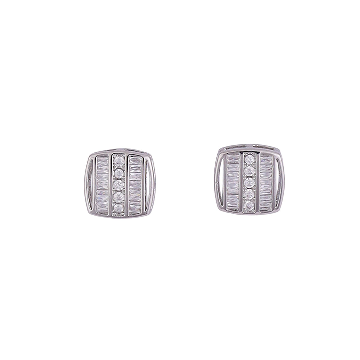Saloni Fashion Jewellery Classic Sparkling Studded CZ Silver Plated Stud Earring For Women - view 2