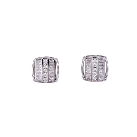 Saloni Fashion Jewellery Classic Sparkling Studded CZ Silver Plated Stud Earring For Women