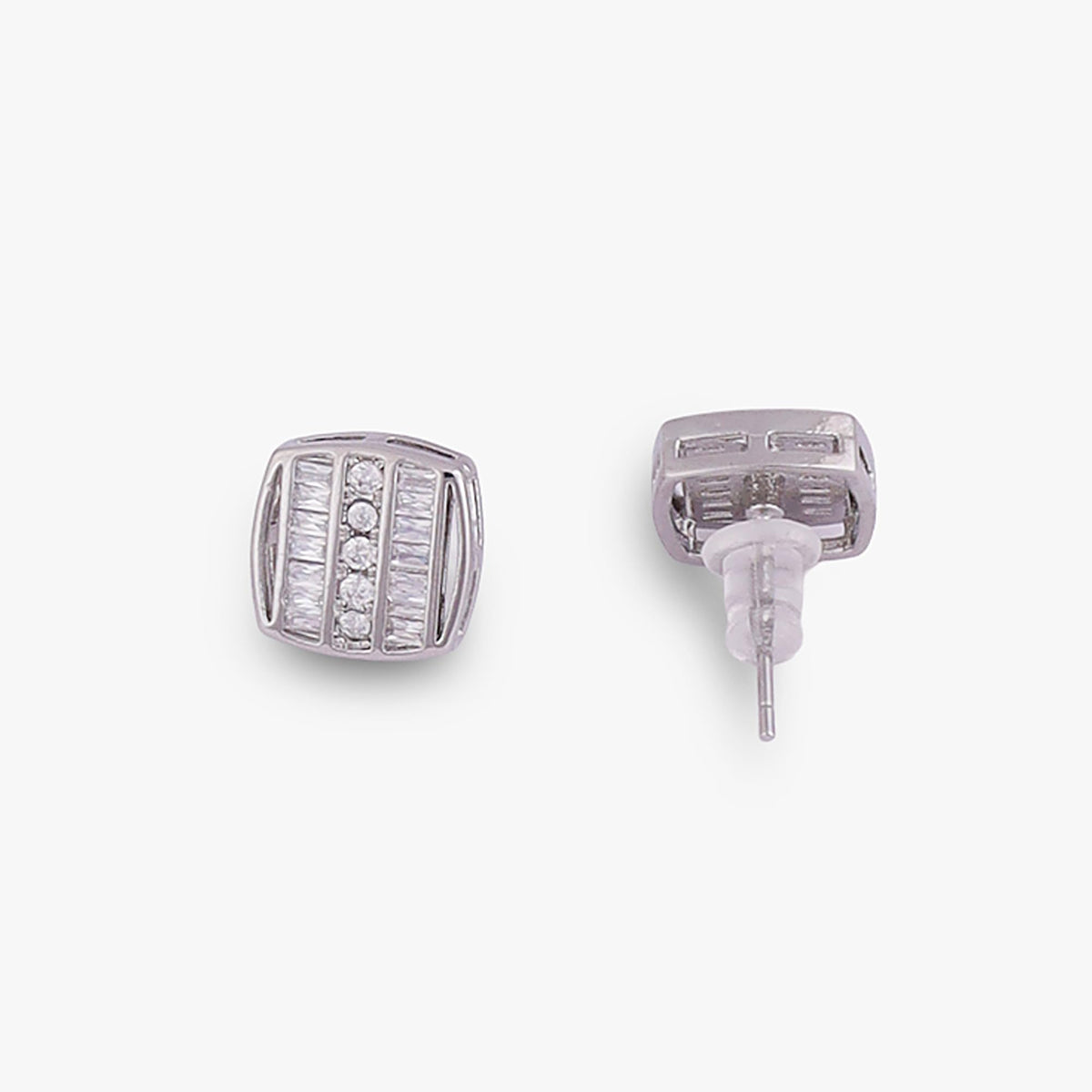 Saloni Fashion Jewellery Classic Sparkling Studded CZ Silver Plated Stud Earring For Women - view 4