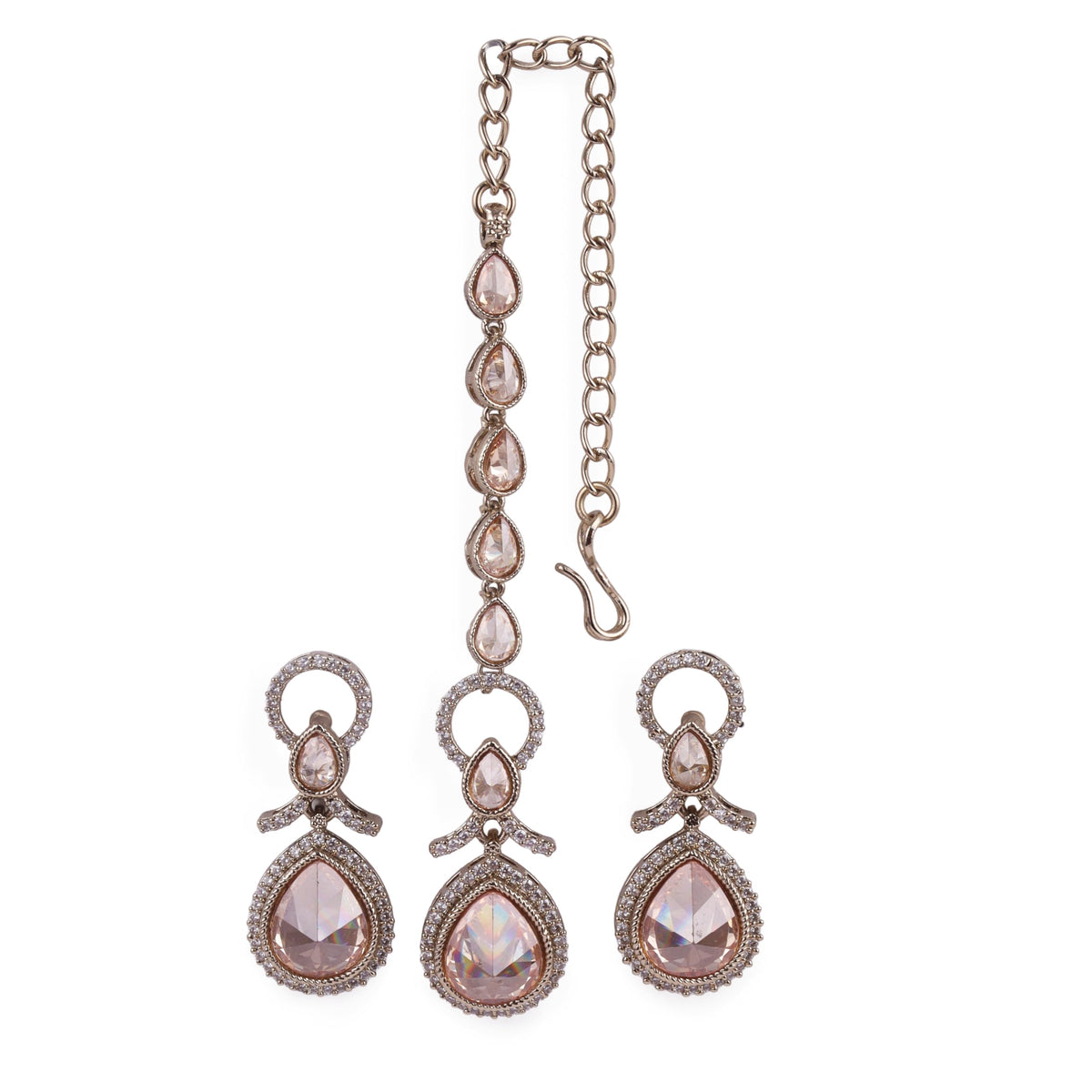 Saloni Fashion Jewellery Creative Round and Oval Shape Gold Plated Dangle Earring With Maangtikka For Women and Girls