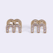 Saloni Fashion Jewellery Crystal Letter M Charm Gold Plated Combo Set of 2 Stud Earring For Women - view 4