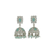 Saloni Fashion Jewellery Designer Square Shape Silver Plated Sky Blue Kundan Stone Jhumki Earring For Women and Girls - view 2