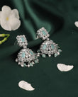 Saloni Fashion Jewellery Designer Square Shape Silver Plated Sky Blue Kundan Stone Jhumki Earring For Women and Girls - view 6