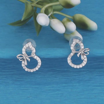 Saloni Fashion Jewellery Figure 8 Shape Studded CZ Silver Plated Stud Earring For Women