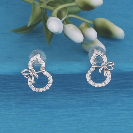 Saloni Fashion Jewellery Figure 8 Shape Studded CZ Silver Plated Stud Earring For Women