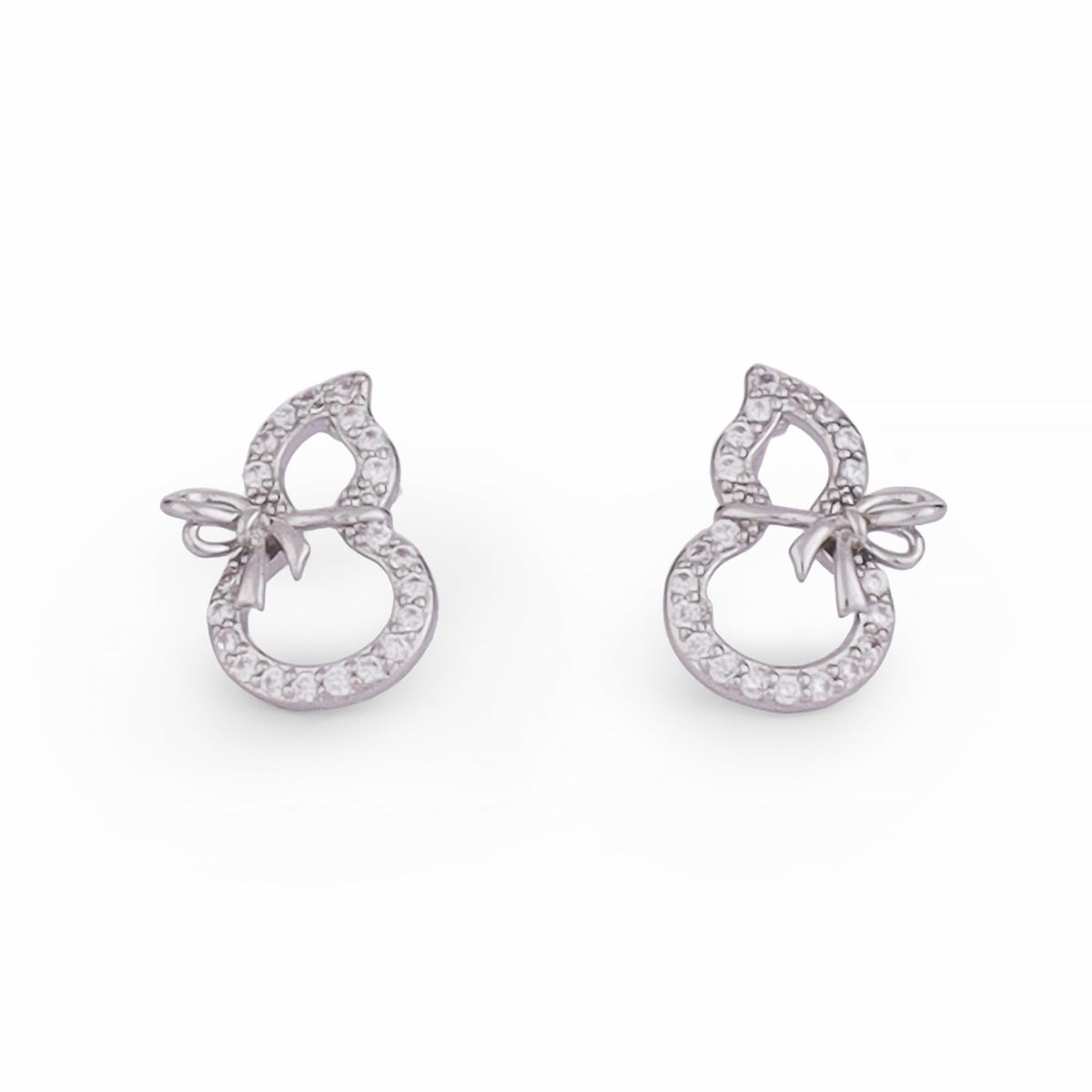 Saloni Fashion Jewellery Figure 8 Shape Studded CZ Silver Plated Stud Earring For Women - view 2