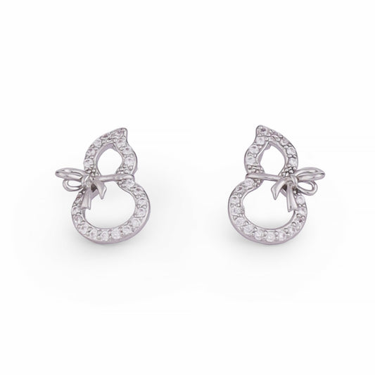 Saloni Fashion Jewellery Figure 8 Shape Studded CZ Silver Plated Stud Earring For Women