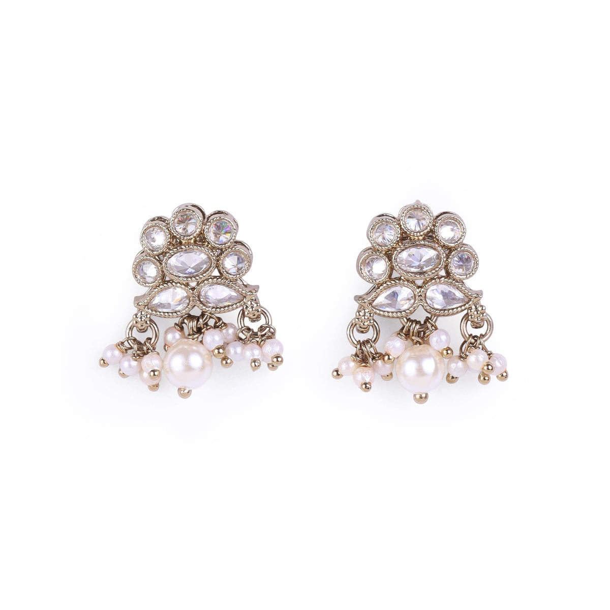 Saloni Fashion Jewellery Flower Design and Pearl Gold Plated Brass Drop Earring For Women - view 3