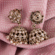 Saloni Fashion Jewellery Flower Design Brown Uncut Kundan Stone Antique Gold Plated Jhumki Earring For Women and Girls - view 4