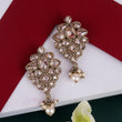 Saloni Fashion Jewellery Flower Design Brown Uncut Kundan Stone Mother of Pearl Antique Gold Plated Dangle Earring For Women and Girls