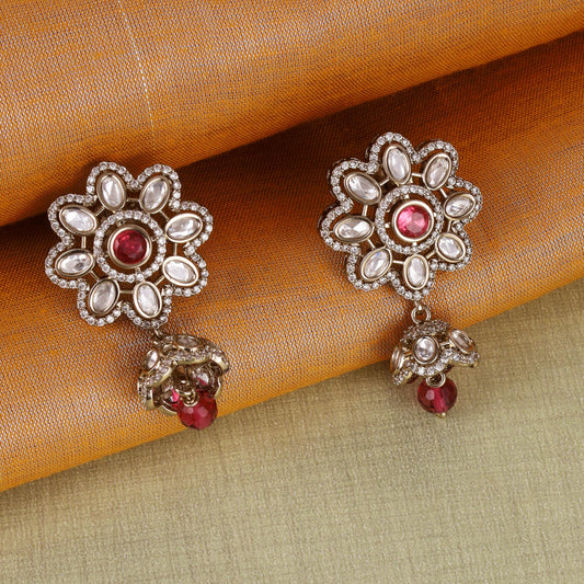 Saloni Fashion Jewellery Flower Design Gold Plated Dangle Earring For Women and Girls