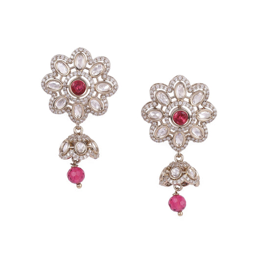 Saloni Fashion Jewellery Flower Design Gold Plated Dangle Earring For Women and Girls