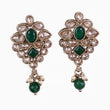 Saloni Fashion Jewellery Flower Design Green Uncut Kundan Stone Mother of Pearl Antique Gold Plated Dangle Earring For Women and Girls - view 2