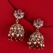 Saloni Fashion Jewellery Flower Design Maroon Uncut Kundan Stone Antique Gold Plated Jhumki Earring For Women and Girls